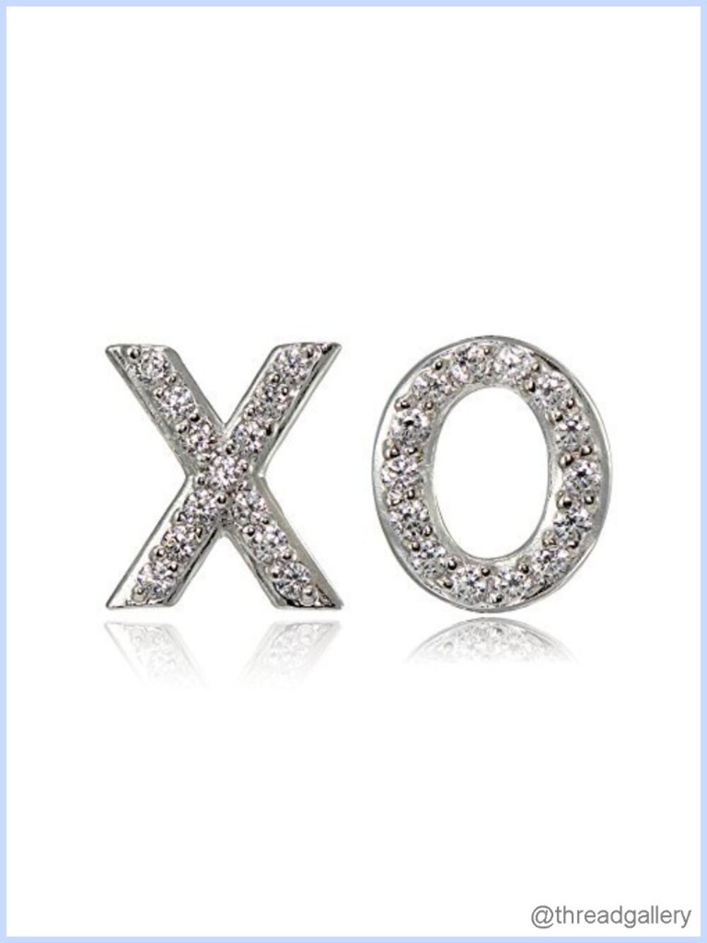 925 Sterling Silver CZ X and O Stud Earrings Micro Pave Women's Gift